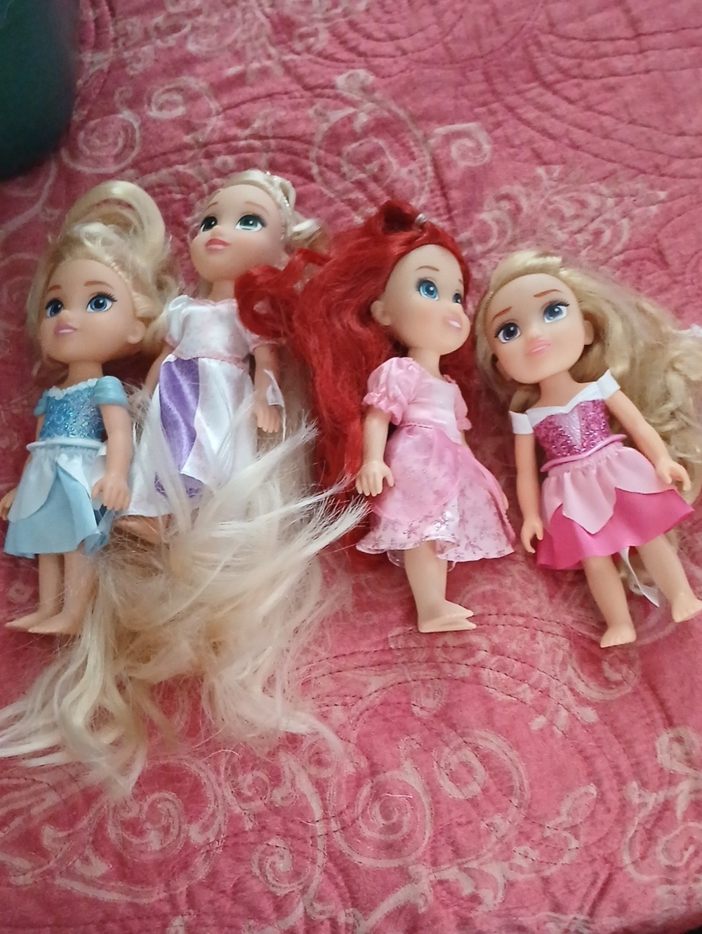 Disney Princess Set of 4 Girls' Fashion Dolls - Pink, Red, Purple, Blue Dresses